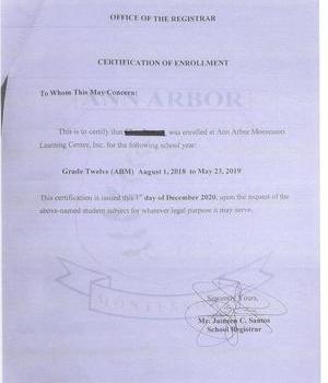 Ann Arbor Montessori등록증명서