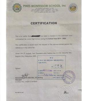 PINES MONTESSORI SCHOOL CERTIF