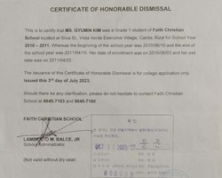 FAITH CHRISTIAN SCHOOL HONORAB