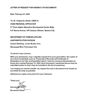 Urgent processing document