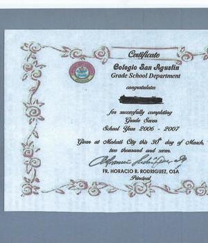 COLEGIO SAN AGUSTIN  CERTIFICA