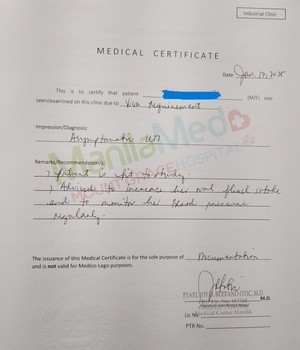MEDICAL TEST JAN 16,25 AT MANI