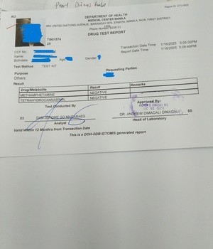 MEDICAL TEST JAN 16,25 AT MANI