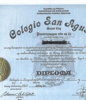 COLEGIO SAN AGUSTIN  산어거스틴 졸업장