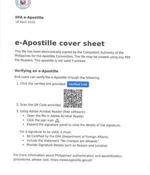 필리핀 외교부 26년 4월 16일 E-APOSTILLE