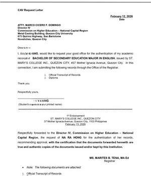 필리핀대학교 CAV REQUEST LETTER 교육부 