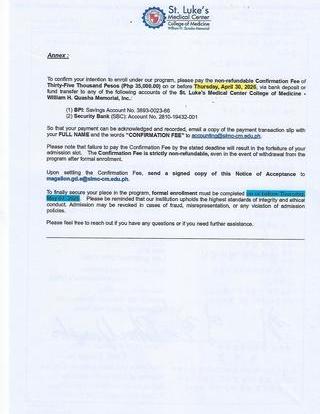 S`T LUKES UNIVERSITY세인트루케스의대입학허가서